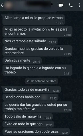 Captura de WhatsApp de un cliente agradeciendo el trabajo